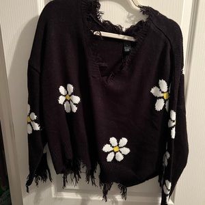 black flower sweater